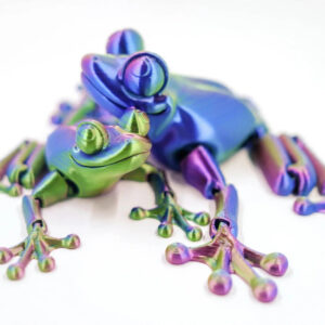 3D Printed Articulated Flexi Frog with a baby. Fidget toy. Home Decor.