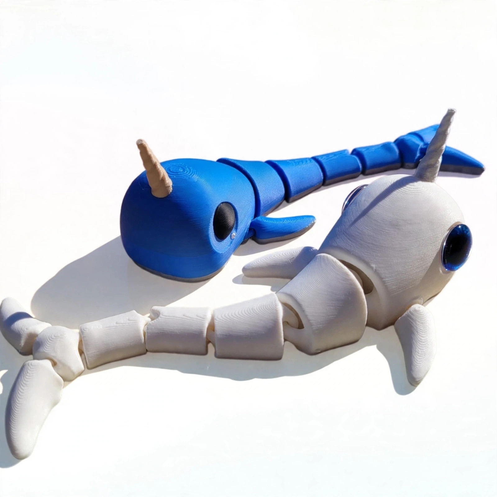 Flexi Narwhal, Articulated Fidget Toy, 3D Printed