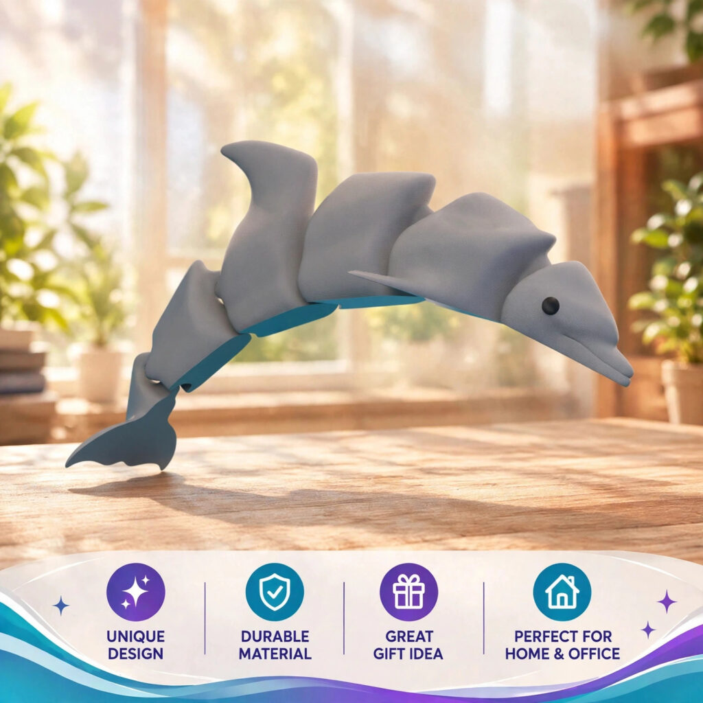 Articulated Dolphin - Flexi Fidget Toy, 3D Printed