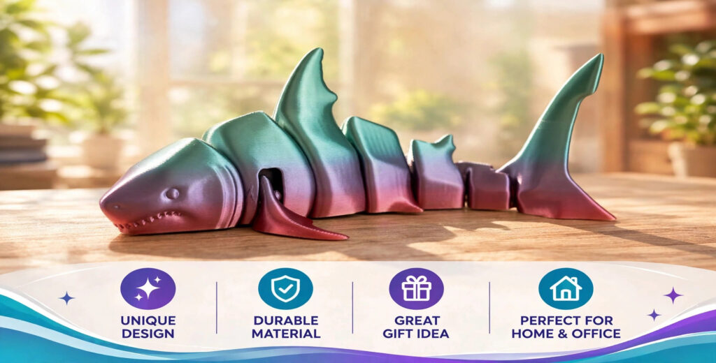 Articulated Great White Shark - Flexi Fidget Toy, 3D Printed