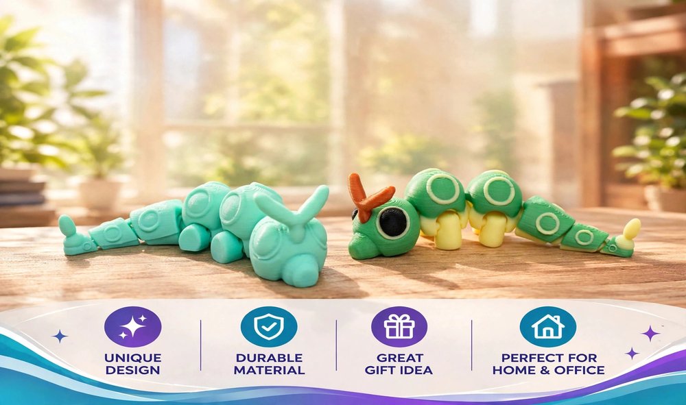 Articulated Caterpie, Flexi Toy, 3D Printed