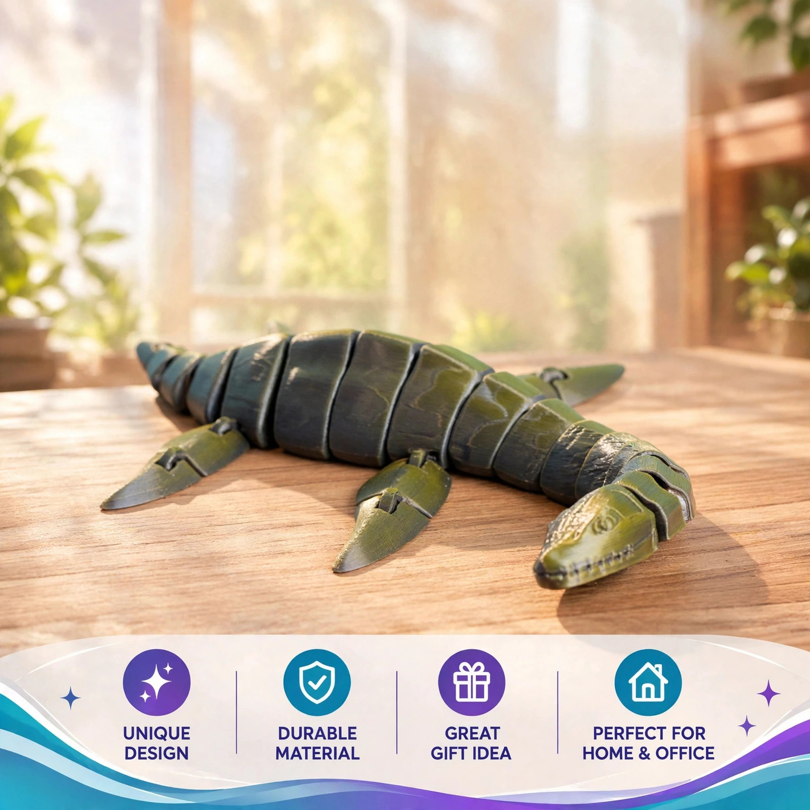 Flexi Plesiosaurus - Articulated Fidget Toy, 3D Printed