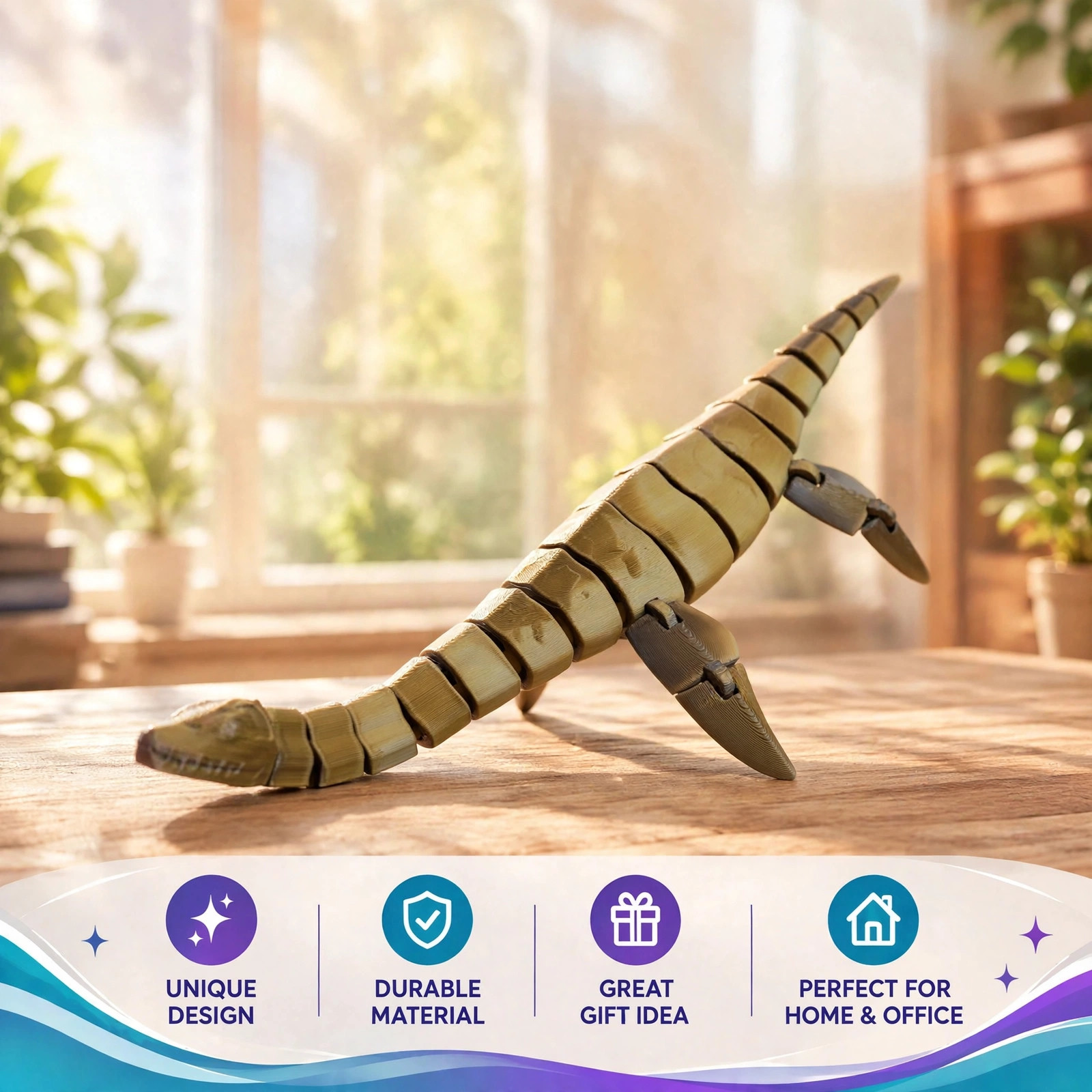Flexi Plesiosaurus - Articulated Fidget Toy, 3D Printed
