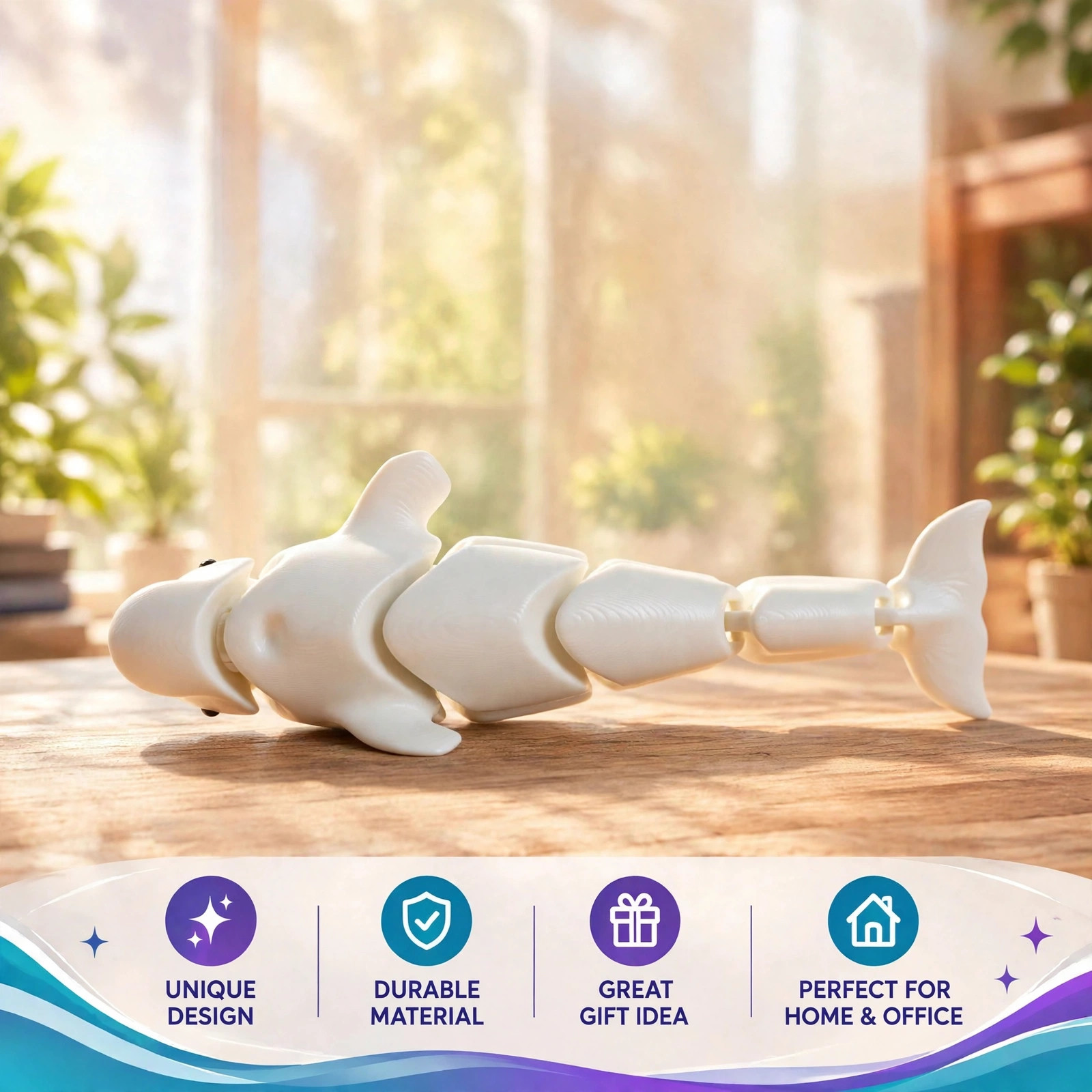 Articulated Beluga Whale - 3D Printed Flexi Fidget Toy