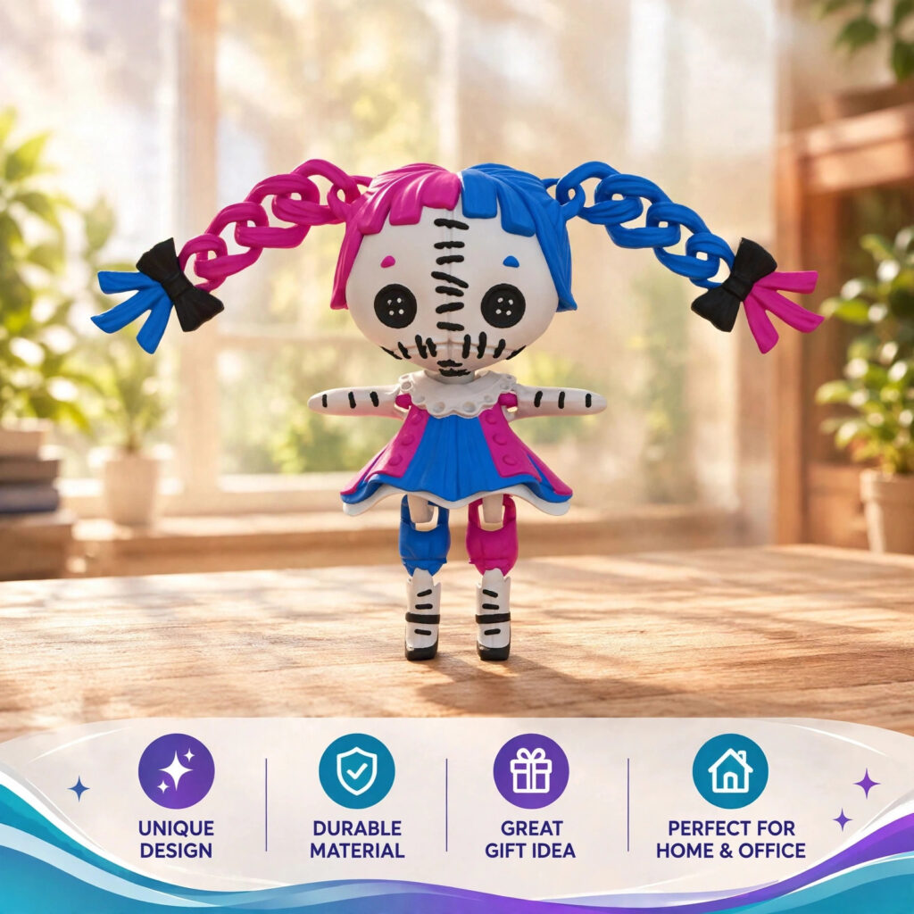 Articulated Creepy Doll Harley Quinn — Flexi Halloween Gift, 3D Printed