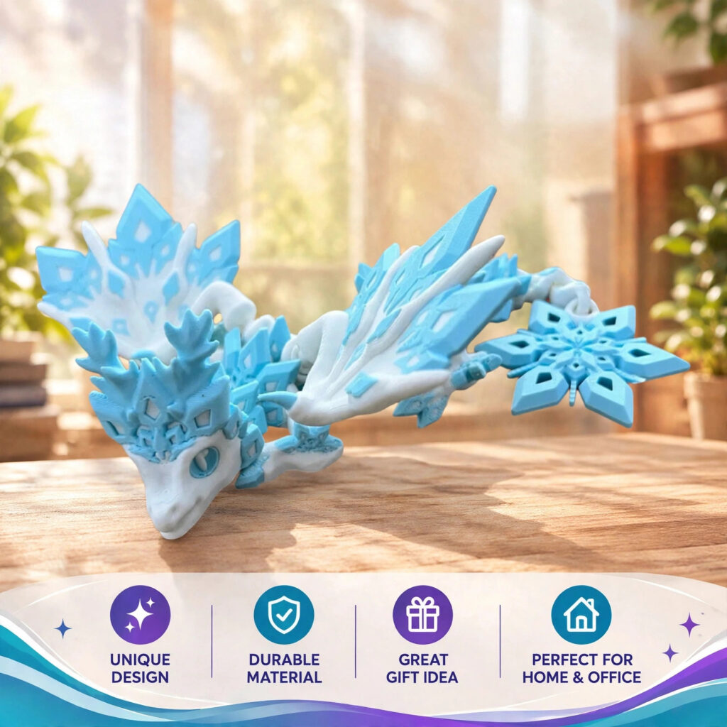 Articulated Baby Snowflake Dragon — Flexi Christmas Gift, 3D Printed