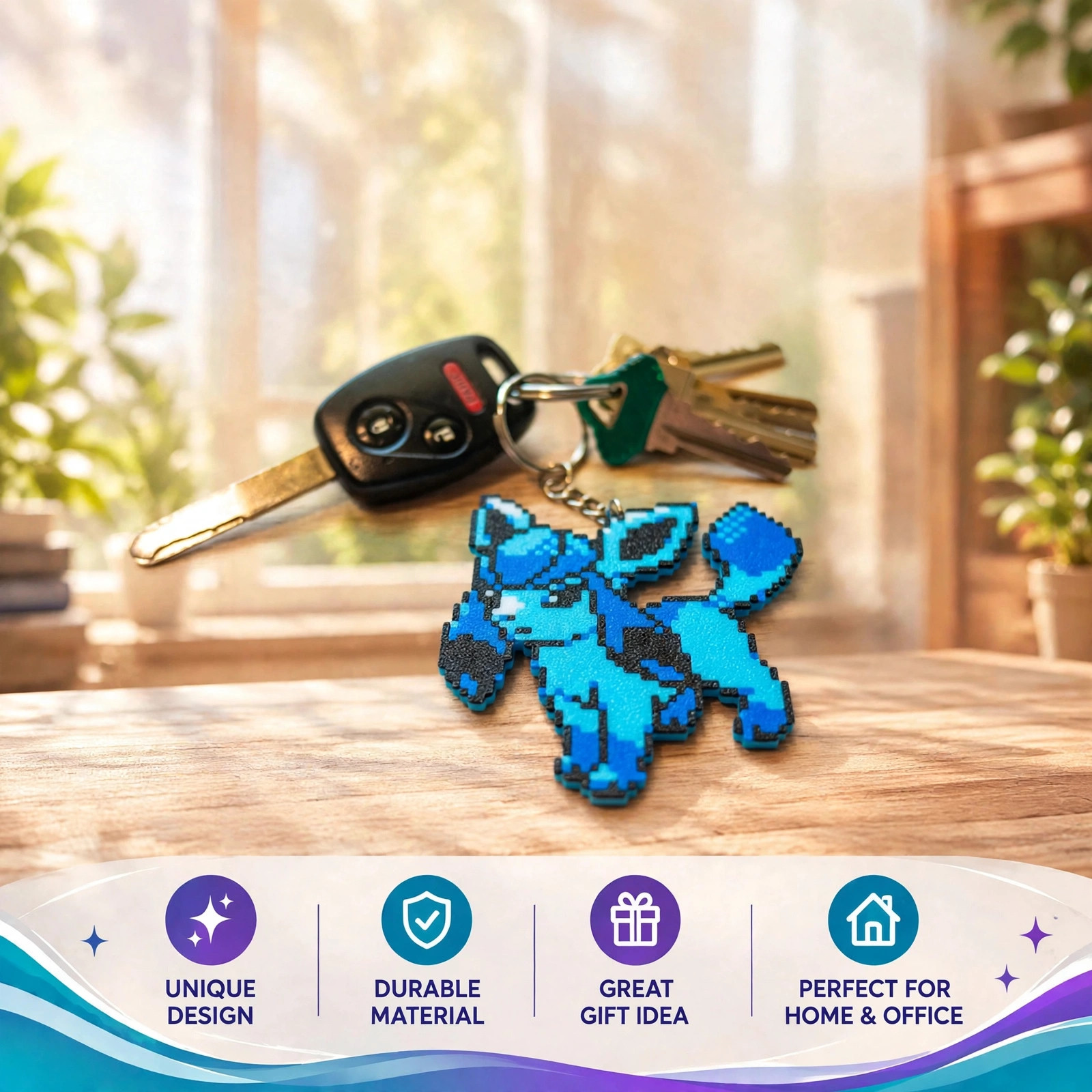 Pokémon Pixel Keychain Pack — Glaceon, Leafeon, Sylveon, Eevee