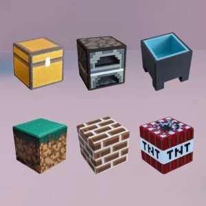 Pixel Blocks — Grass, Bricks, TNT, Chest, Cauldron, Furnace, 3D Printed