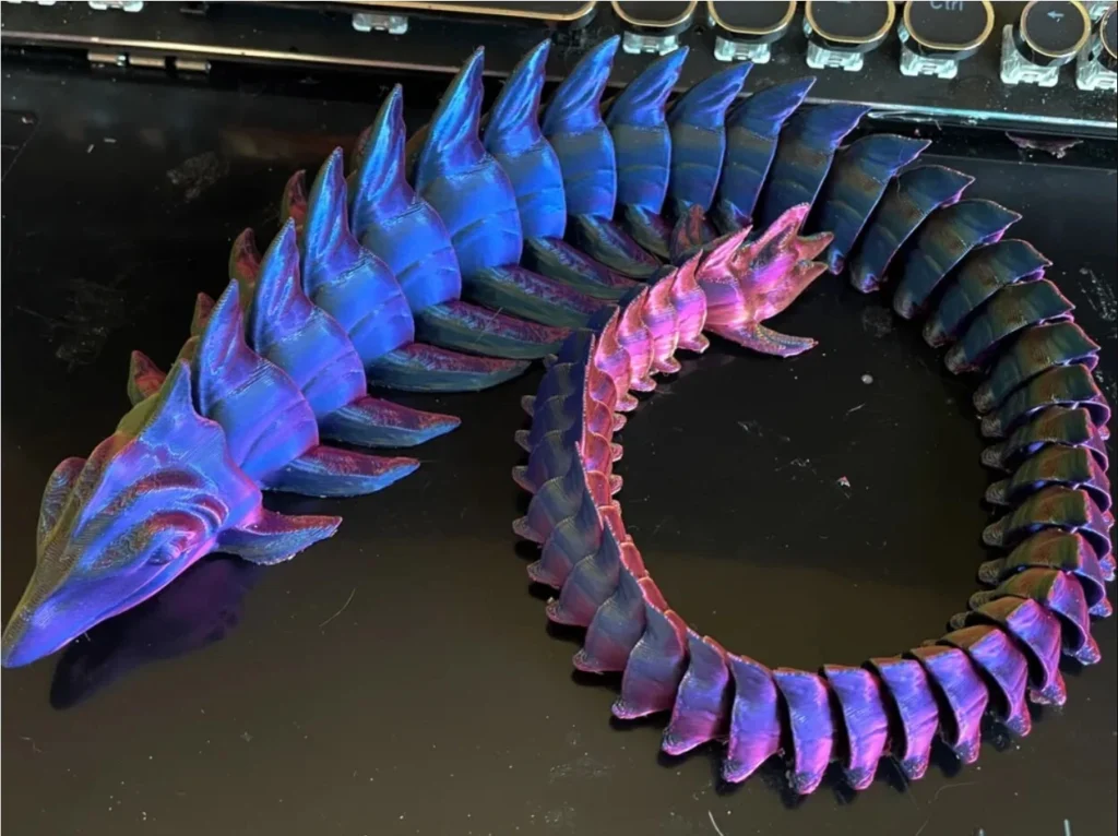 Articulated Dragon Snake, Flexi Fidget Toy - 3D Printed